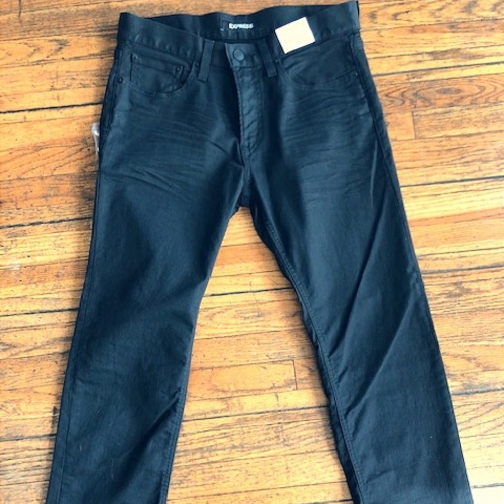 MENS EXPRESS BLACK SLIM STRAIGHT DENIM JEANS NWT
